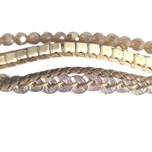 Multistrand Bracelet mixed materials Gold Tone Victoria Emerson neutral jewelry